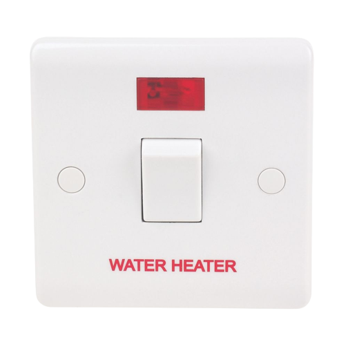 20A 1-GANG DP WATER HEATER SWITCH WHITE WITH NEON - Alqamarshop