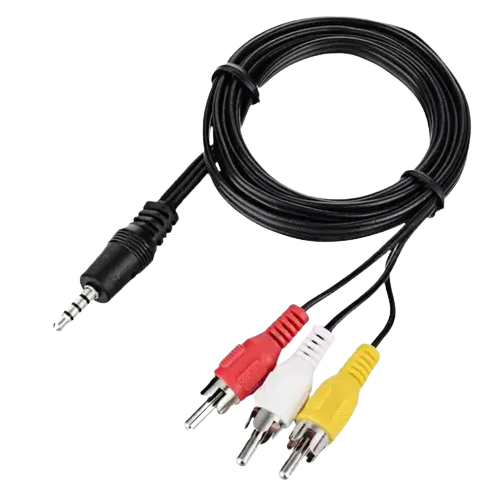 1.5 meters Audio Video 3RCA Stereo Cables with 3.5mm Aux Jack for Home Theaters, Music Players, Set-up Boxes, DVD Players, Speakers and LCD/LED TVs - Alqamarshop