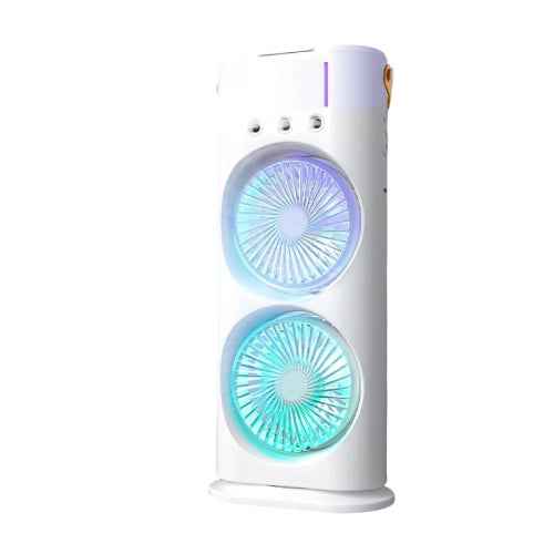 Double Ended Spray Fan Portable Mist Cooling Fan with Dual Nozzles and Rechargeable Battery