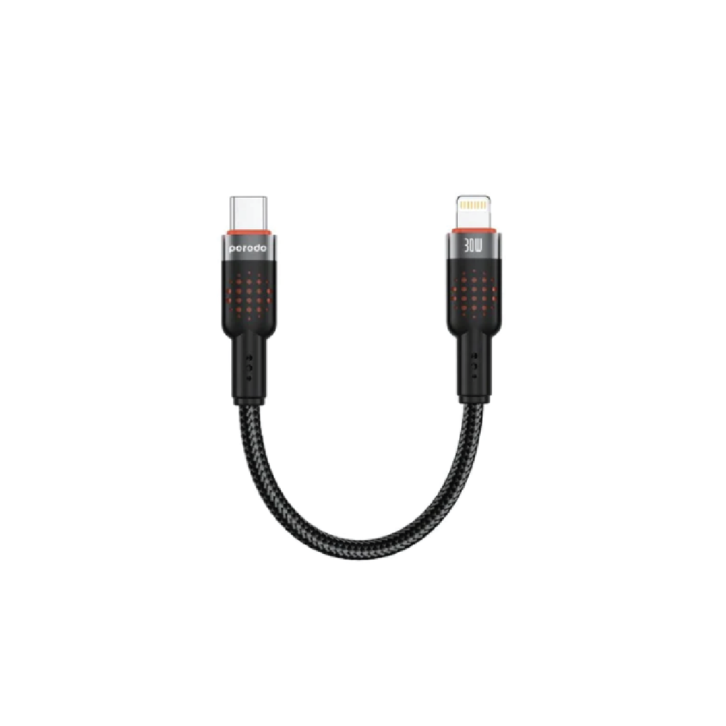 Porodo Braided USB-C to Lightning Fast Charging  Cable – High-Speed Charging & Data Sync Cable