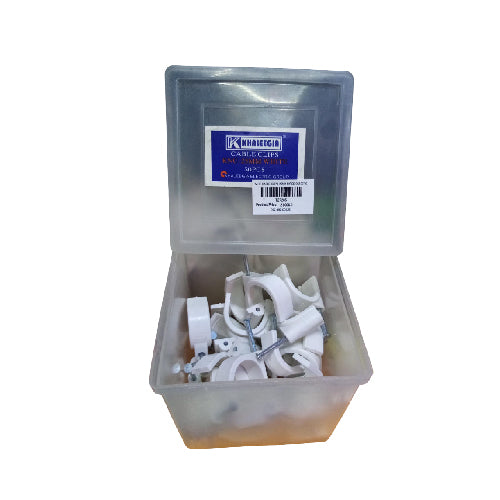 Khaleegia Cable Clip KNC 25mm White, 50 Pieces, for Wire and Cable Management (T27285)