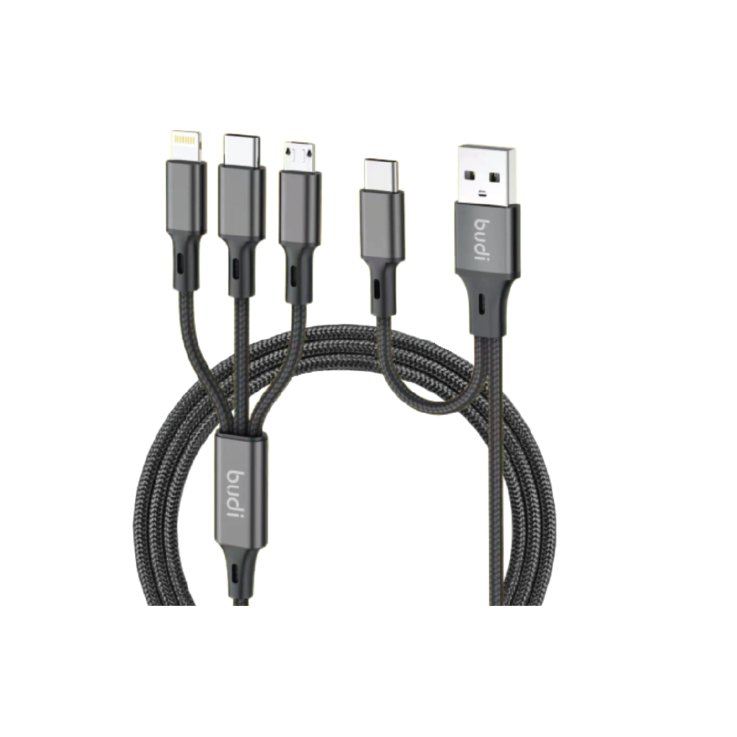Budi 6-in-1 Multi Charging Cable T28257-3A (1.2M)Fast  Charging Cable with USB-A, USB-C, Lightning & Micro-USB
