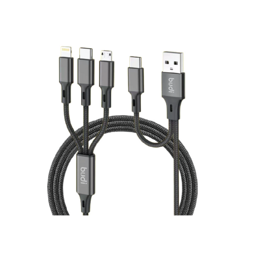 Budi 6-in-1 Multi Charging Cable T28257-3A (1.2M)Fast  Charging Cable with USB-A, USB-C, Lightning & Micro-USB