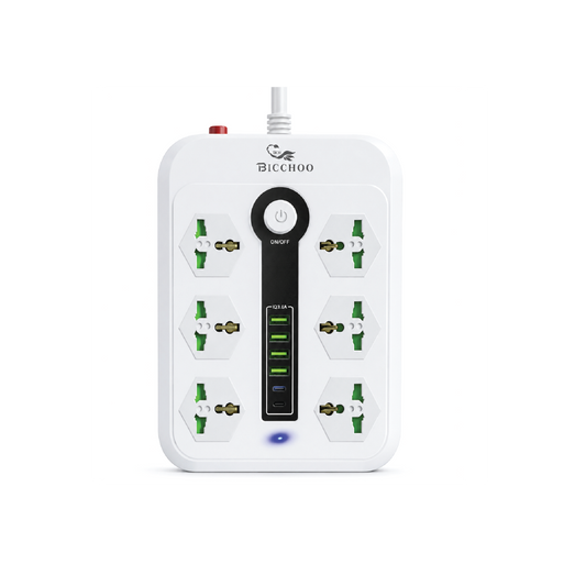 BICCHOO SKT01 3000W Power Extension Hub 6-Socket
