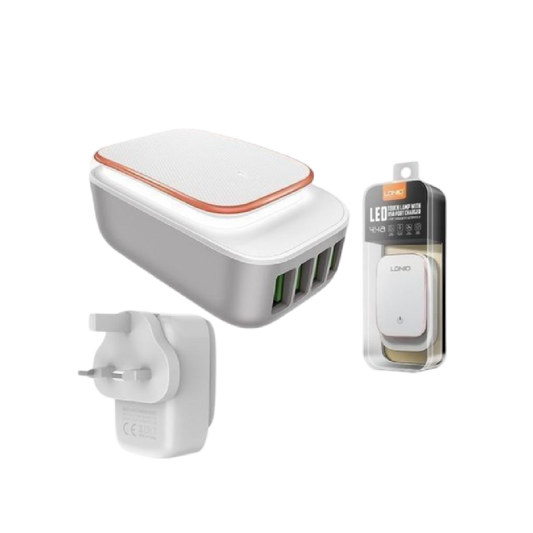 LDNIO LED Touch Lamp with 4-Port USB Charger – Smart & Efficient Charging (T16726)