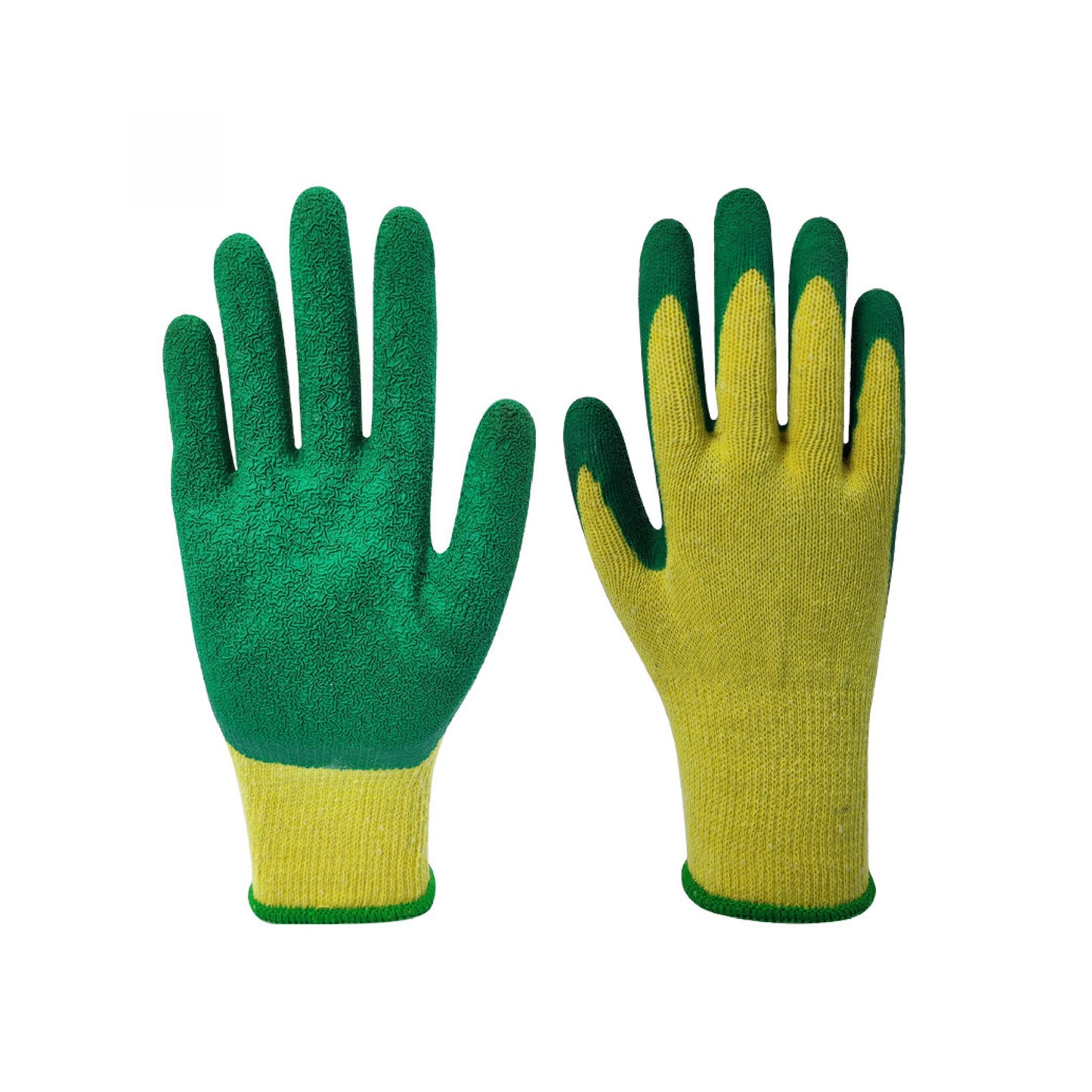Working Gloves – Yellow & Green Safety Gloves  1 pair.