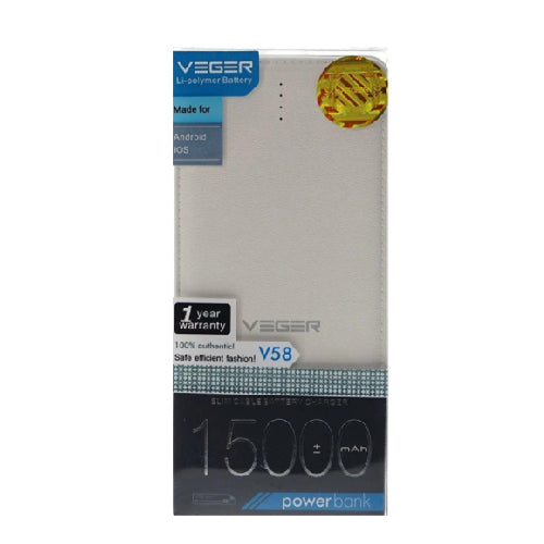 Veger V58 15000mAh Power Bank  Fast Charging for All Smartphones (T20293)