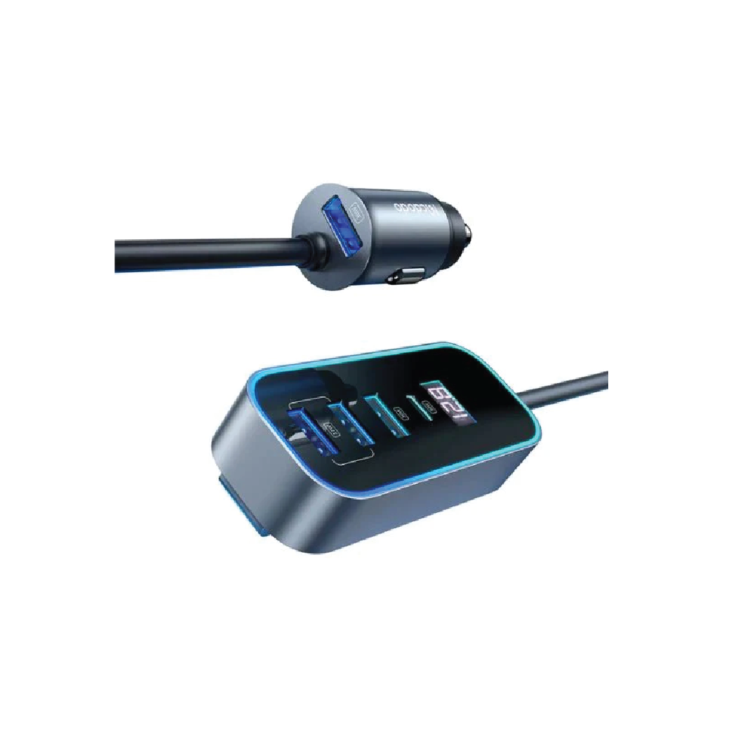 Mcdodo CC-1900 107W Fast Car Charger – 4-Port  USB & USB-C Charger with Digital Display