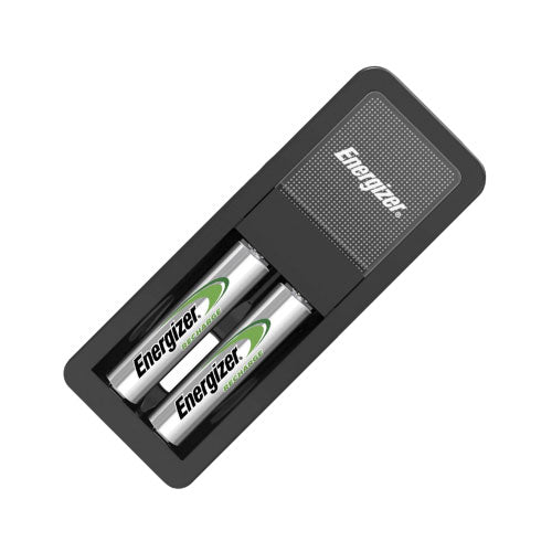 Energize Mini Rechargeable Battery Charger with 2x AA 2000mAh Batteries