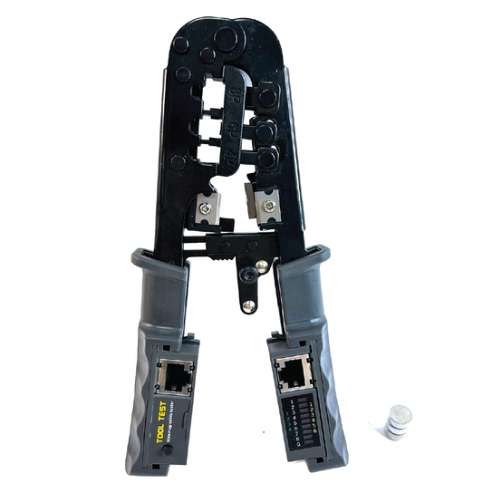 Multifunctional 2-in-1 Modular Crimping Tool & Cable Tester  – RJ45/RJ11/RJ12 Network & Telephone Cable Solution