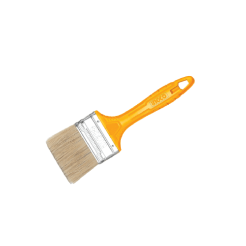 INGCO 3-Inch 75mm Flat Paint Brush – Yellow Ergonomic Handle, Oil-Based Paint