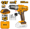 INGCO CIDLI1228 12V Cordless Impact Drill (With 2 Batteries) – Powerful & Durable - Alqamarshop