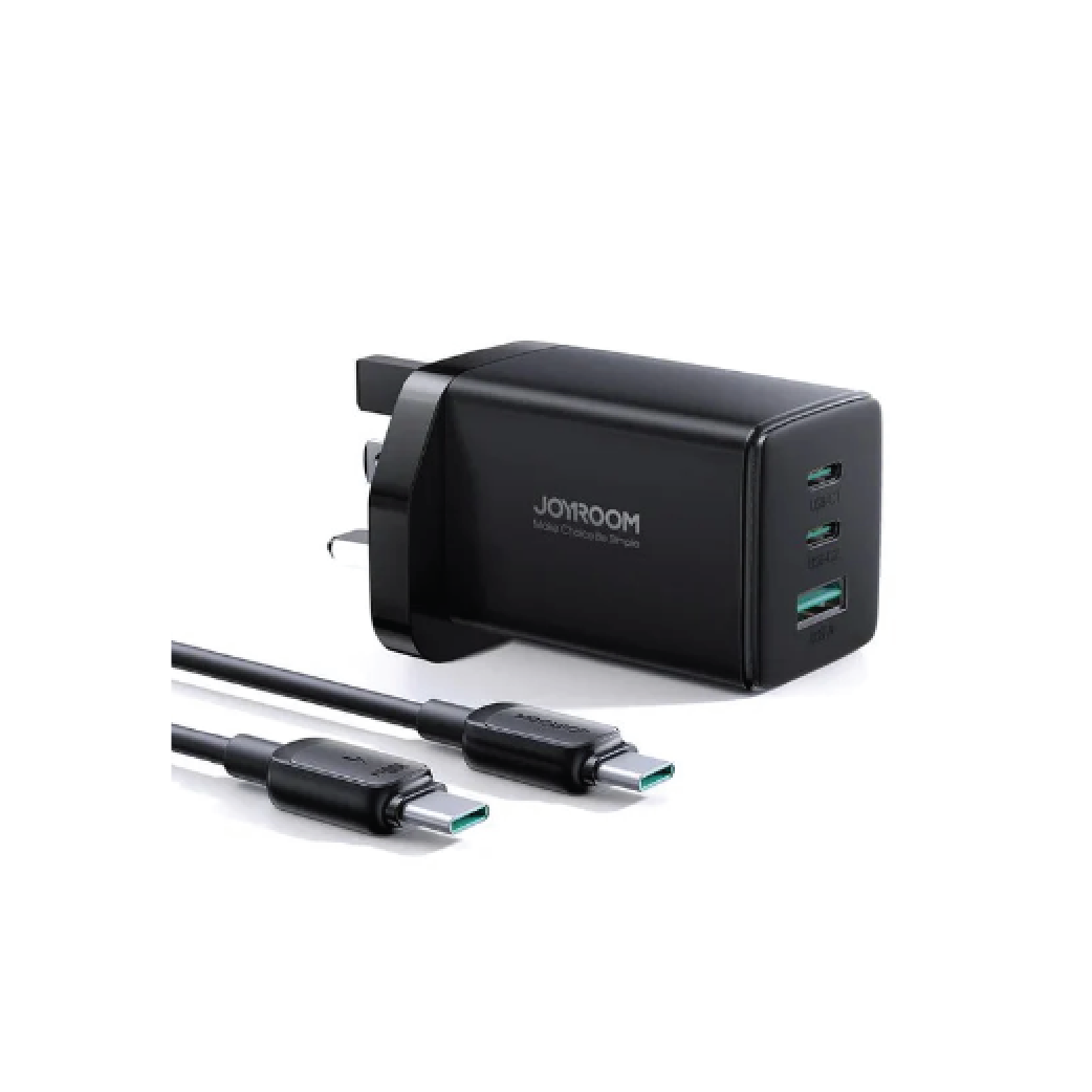 Joyroom TCG01 GaN Ultra 65W Fast Charger with 100W USB-C  to USB-C Cable (1.2M)-2 USB-C+1 USB-A Multi-Port Charger