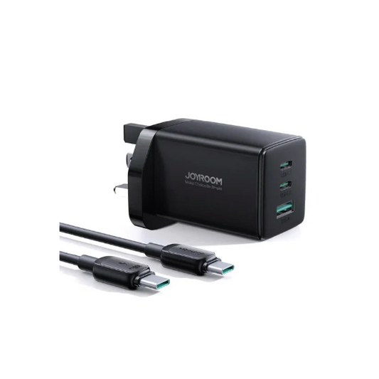 Joyroom TCG01 GaN Ultra 65W Fast Charger with 100W USB-C  to USB-C Cable (1.2M)-2 USB-C+1 USB-A Multi-Port Charger