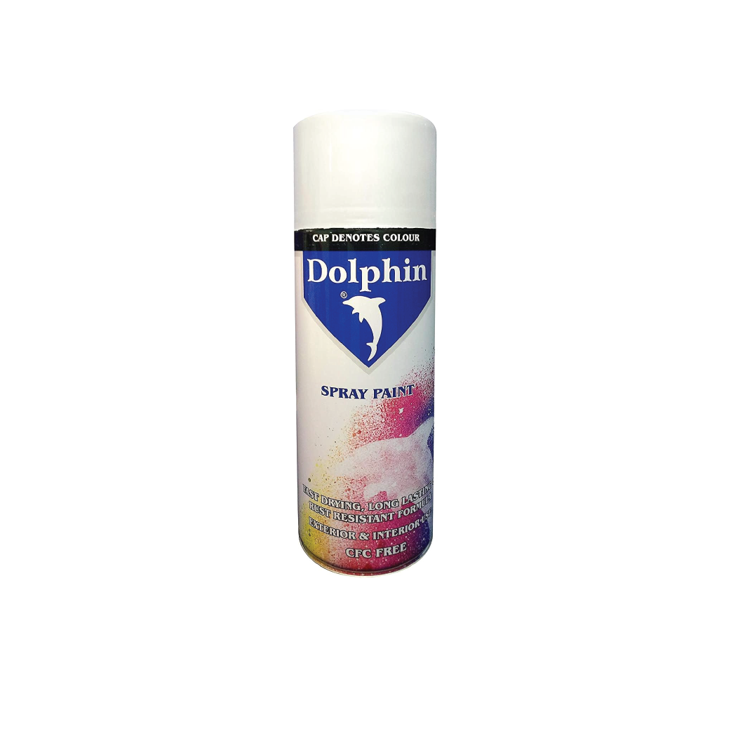 Dolphin White Spray Paint 280G (T23051)-Multi Purpose  Acrylic Aerosol Paint for Interior & Exterior Use