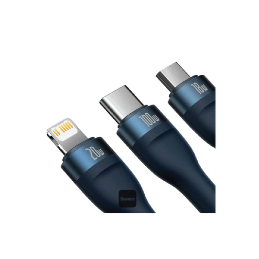 كابل شحن Baseus Flash Series II 3 في 2 بقدرة 100 واط وطول 1.2 متر، طراز CASS03103