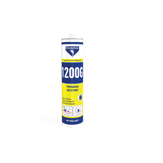 Dolphin 1200G Premium White Silicone Sealant 280ml  – Waterproof Multi-Purpose Acetic Cure Adhesive