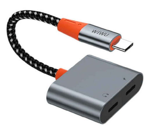 Vidvie A1120 2-in-1 Type-C to 3.5mm + Type-C Audio Adapter – High-Quality Sound & Fast Charging