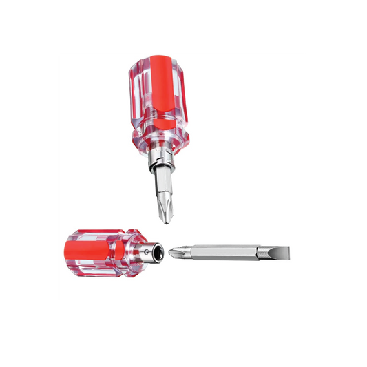 107-6MM 1.5 Dual-Use Stubby Screwdriver  – 2-in-1 Phillips & Flat Compact Hand Tool