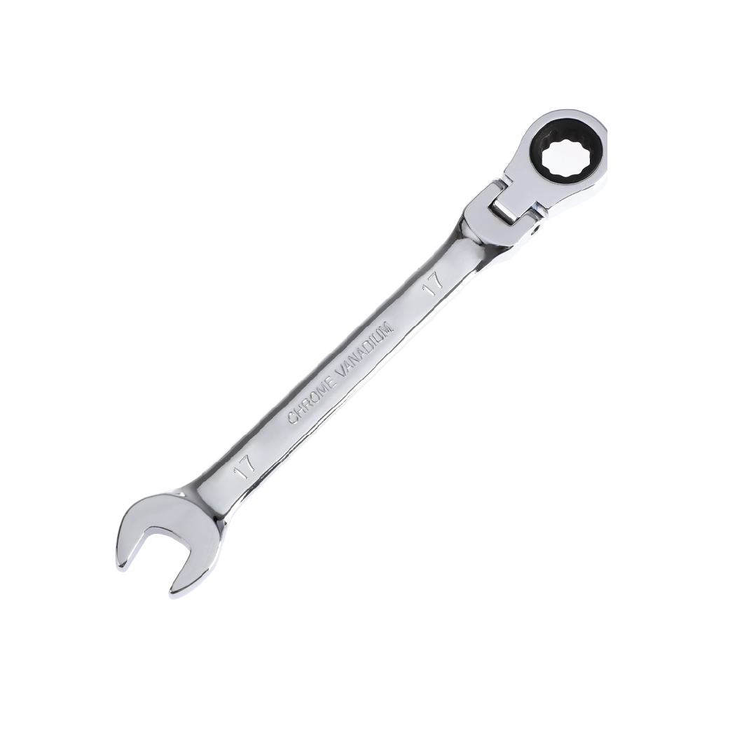 17mm Flexible Head Ratcheting Combination  Wrench – Chrome Vanadium Mirror Finish Spanner