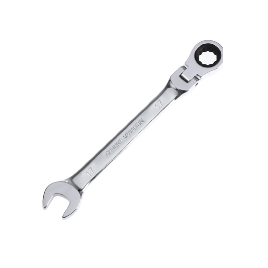 17mm Flexible Head Ratcheting Combination  Wrench – Chrome Vanadium Mirror Finish Spanner