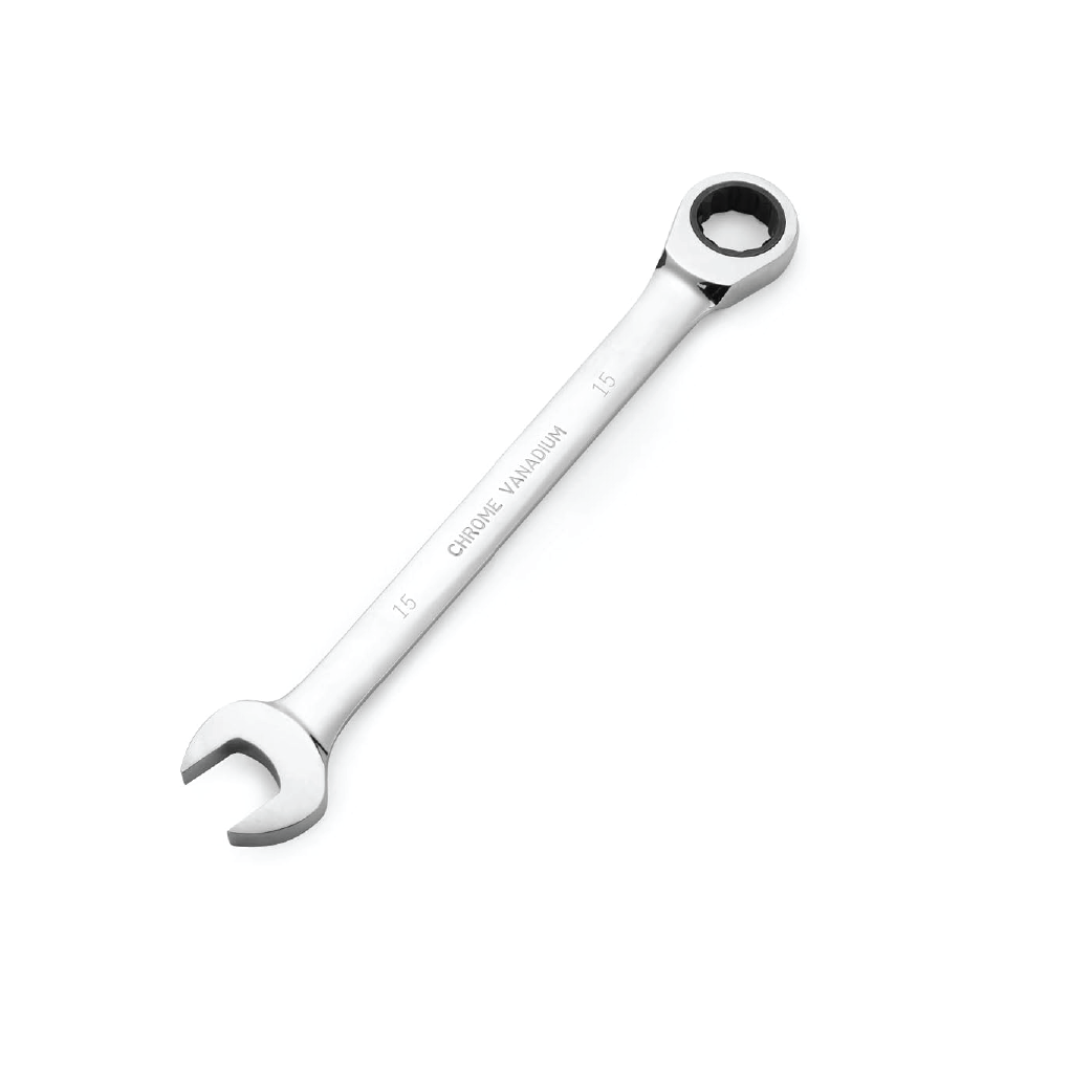 15mm Flexible Head Ratcheting Combination  Wrench – Chrome Vanadium Mirror Finish Spanner