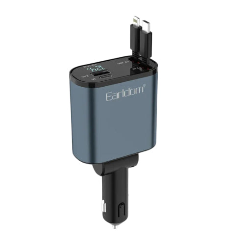 Earldom CC38 Car Mobile Chargerwith 4-in-1 Retractable Cable (SN) - Alqamarshop