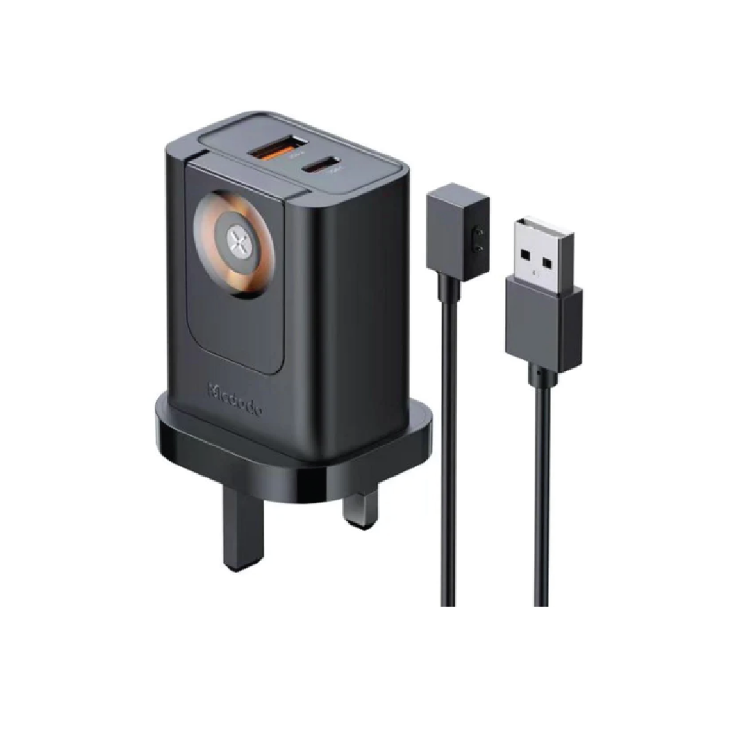 Mcdodo CH-398 30W 2-in-1 UK Travel Charger –  USB-C, USB-A & Smart Watch Charging Statio