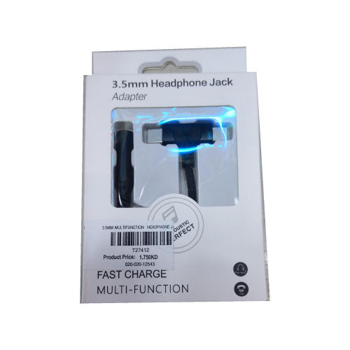 3.5mm Headphone Jack Adapter Fast Charging Audio Splitter for Multi Function Use (T27412)