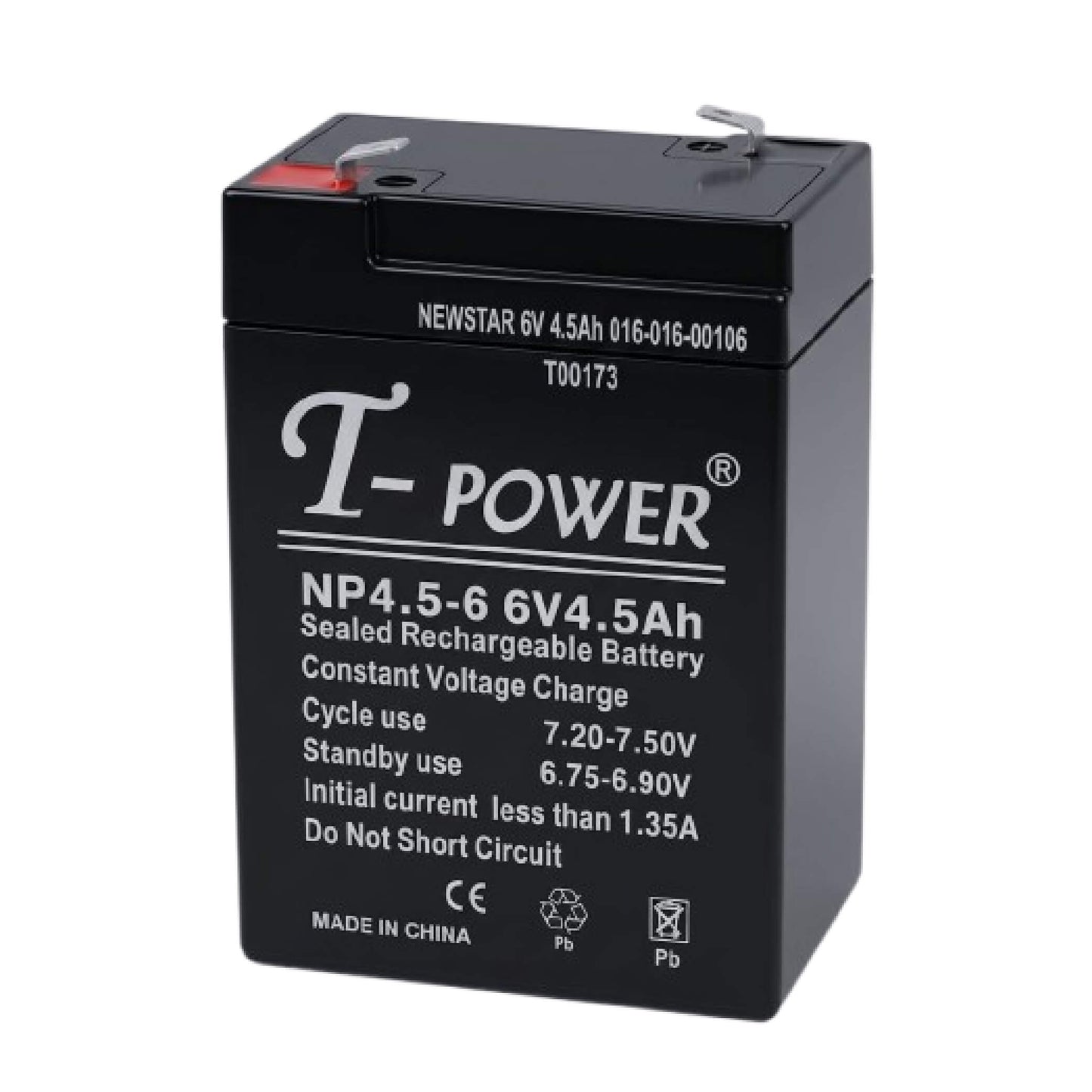 Newstar 6V 4.5Ah Sealed Rechargeable Battery –  Maintenance-Free Backup Power (<1.35A Charging)