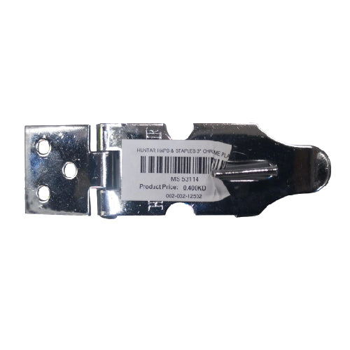 Huntar 3" Hasp & Staple MS53114 Heavy-Duty Chrome-Plated Locking Latch