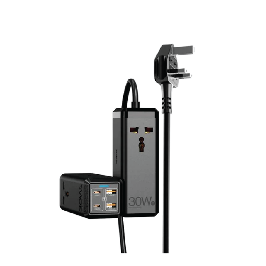 MOXOM MX-ST19 PD 30W 6-in-1 Universal Power  Socket -Extension Strip with Fast Charging & 2M Cable