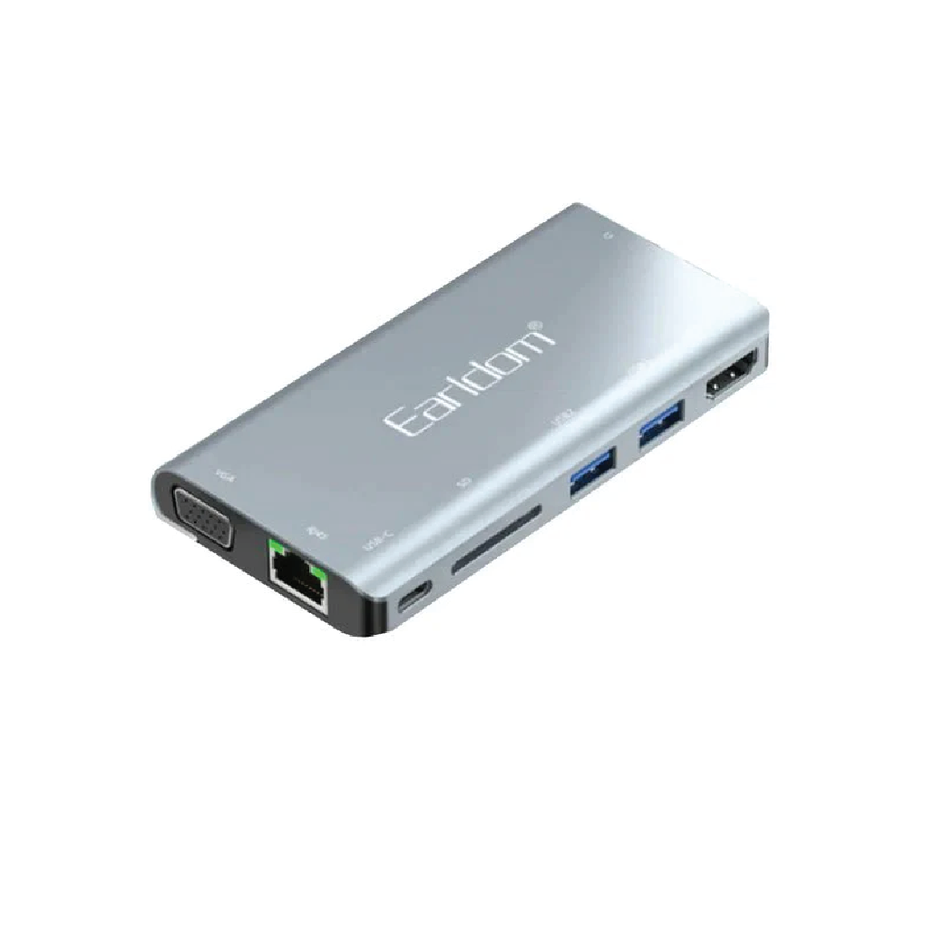 Earldom ET-W29 8-in-1 USB Hub – Multi-Port USB 3.0  Docking Adapter with 4K HDMI, SD & TF Card Reader