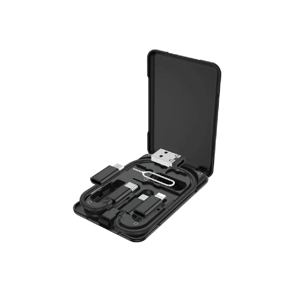 Hoco U86 Treasure 6-in-1 Charging & Data Sync Cable Kit –  Multi-Connector Travel Set with Storage Case & Phone Stand