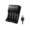 BMAX BH-042100-04U 4-Slot Smart Li-ion Battery  Charger – USB Charger for 3.7V Cylindrical Batteries