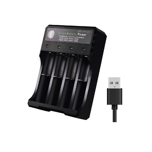BMAX BH-042100-04U 4-Slot Smart Li-ion Battery  Charger – USB Charger for 3.7V Cylindrical Batteries