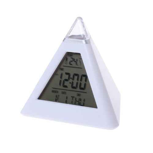 YHX Color Changing Glowing LED Digital Alarm Clock MultiColor Display with Time, Date and Temperature (T27732)