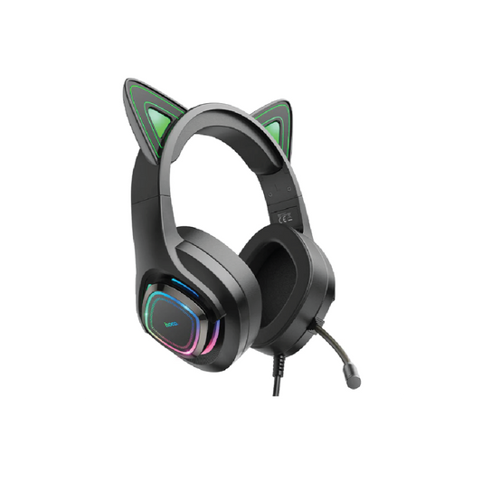 Hoco W107 Cute Cat Luminous Gaming Headphones-  Wireless Cat Ear Headset (Elf Cat Edition)