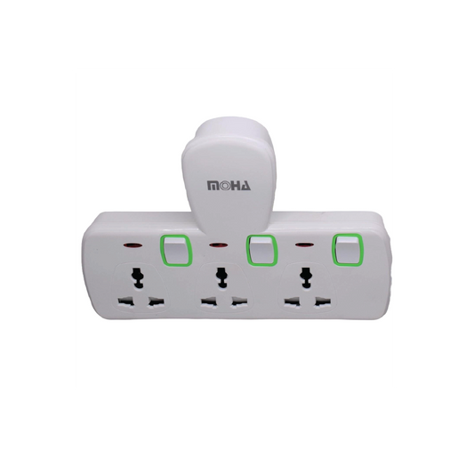 MOHA 3-Way UK Power Socket  – Heavy Duty  T-Type Direct Plug-In Adaptor 13A 3250W