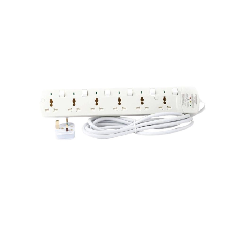MOHA 6-Way Universal Power Extension Socket  3M – Heavy-Duty 250V 13A UK Power Strip