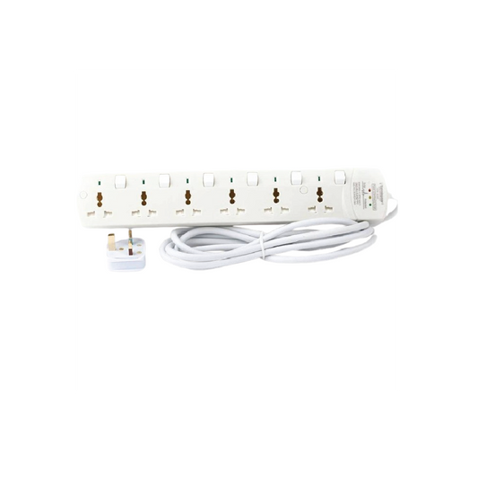 MOHA 6-Way Universal Power Extension Socket  3M – Heavy-Duty 250V 13A UK Power Strip