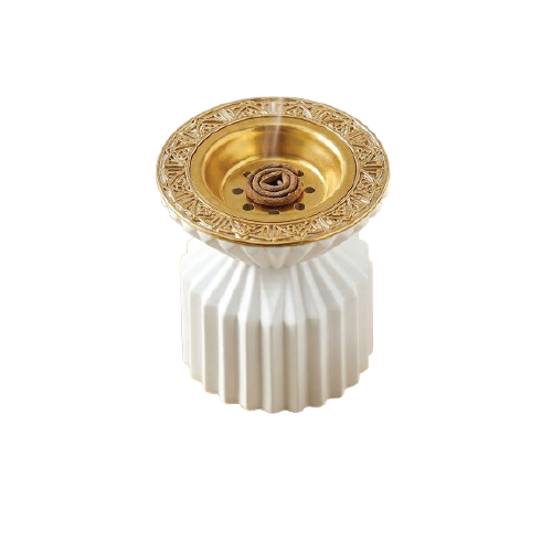 T28550 Small Modern Bakhoor Burner with Gold-Tone Incense Tray