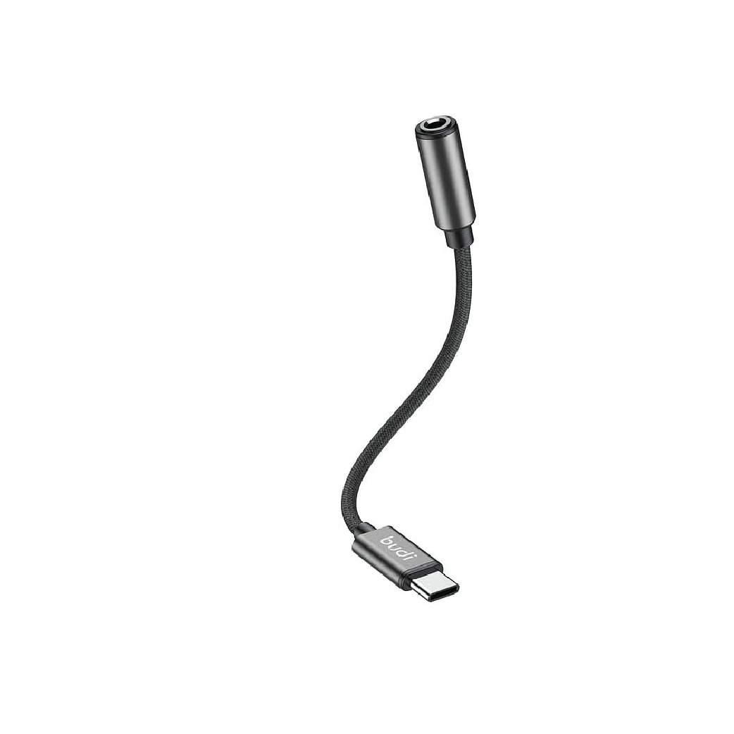 Budi USB-C to 3.5mm Audio Adapter – Aluminum AUX Headphone Converter Cable 11cm