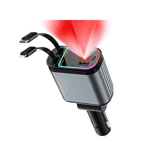 Portable 4-in-1 Car Mobile Charger Multi-Port Fast Charging Adapter (T27644)