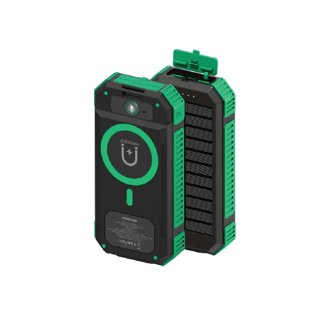Green Lion Solar Flex 20000mAh Power Bank- 22.5W Fast Charging Wireless Solar Power Bank