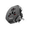 Hoco AC6 Unimpeded Universal Travel Power  Adapter – EU to UK Conversion Plug (Black)