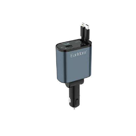 Earldom CC38 Retractable 4-in-1 Car Charger – Fast Charging Multi-Connector Mobile Adapter