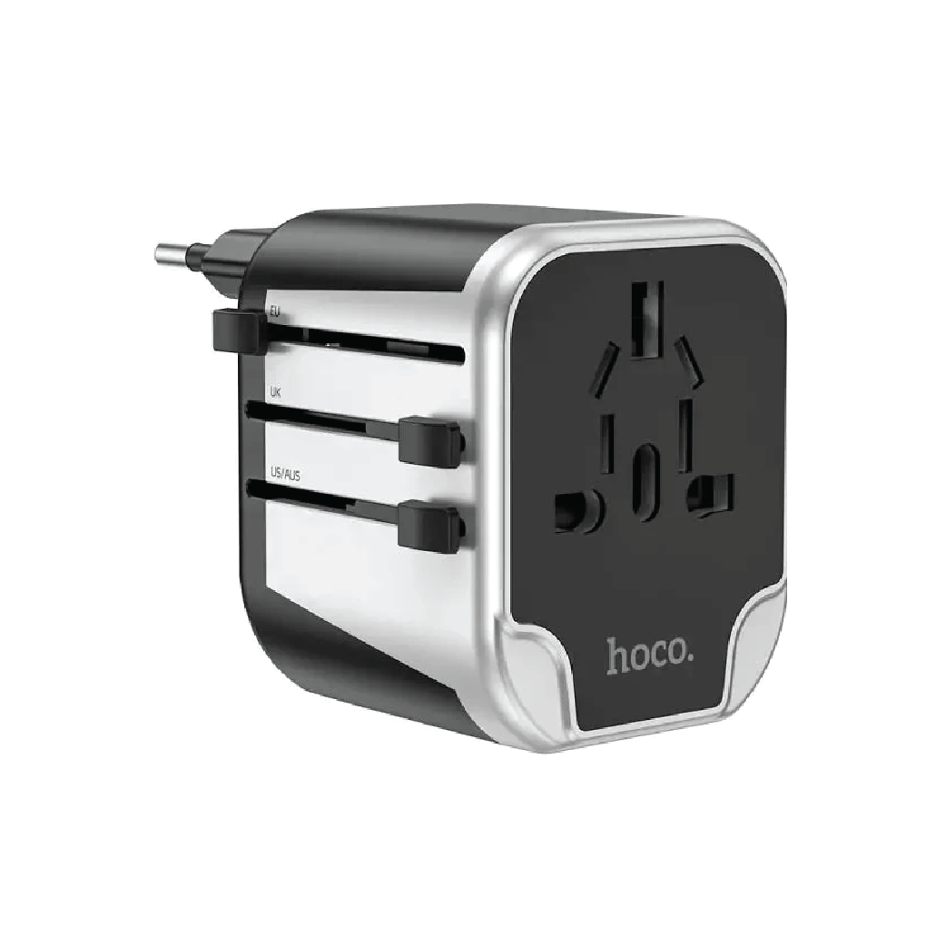 Hoco AC5 Level Dual USB Universal Travel Charger  – Multi-Region Plug Adapter 5V/2.4A (Black)