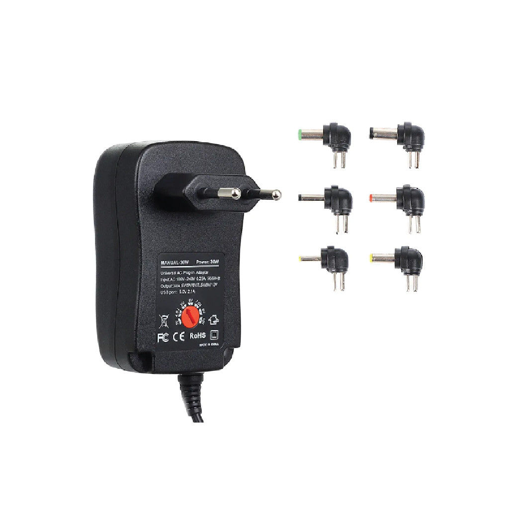 Universal AC/DC Multi-Voltage Power Adapter –30W  Adjustable Power Supply with 2.5A 3V-12V Output