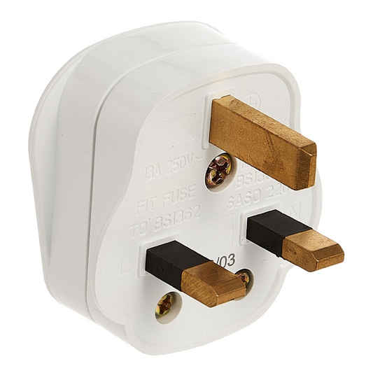 3-Pin Power Adapter Plug White – 13A Heavy Duty